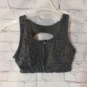 Varley Fay Sports Bra Wire Free Bra Shadow Animal Grey Black Small